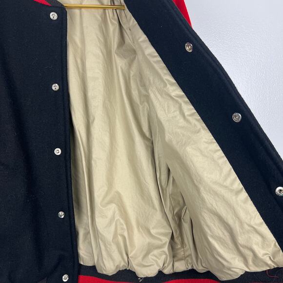 Vintage Polo by Ralph Lauren Black & Red Wool Varsity Jacket Emblem Letterman XL - Picture 7 of 7